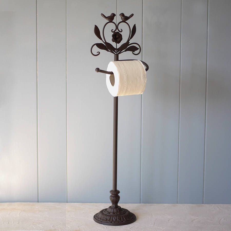 love birds cast iron standing toilet roll holder by dibor