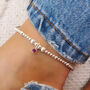 Sterling Silver Swarovski Birthstone Charm Stretch Bead Anklet, thumbnail 5 of 8