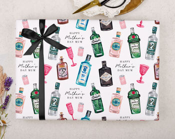 Mother's Day Wrapping Paper With Gin Design, Three Sheet Pack, 2 of 3