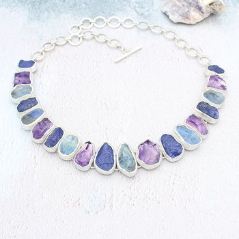 Tanzanite, Rainbow Moonstone And Amethyst Necklace, 6 of 7