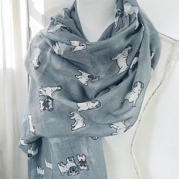Pug Dog Print Cotton Blend Scarf, 3 of 6