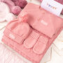 New Baby Girl Blanket, Cardigan, Hat And Mittens Gift Set, thumbnail 8 of 12