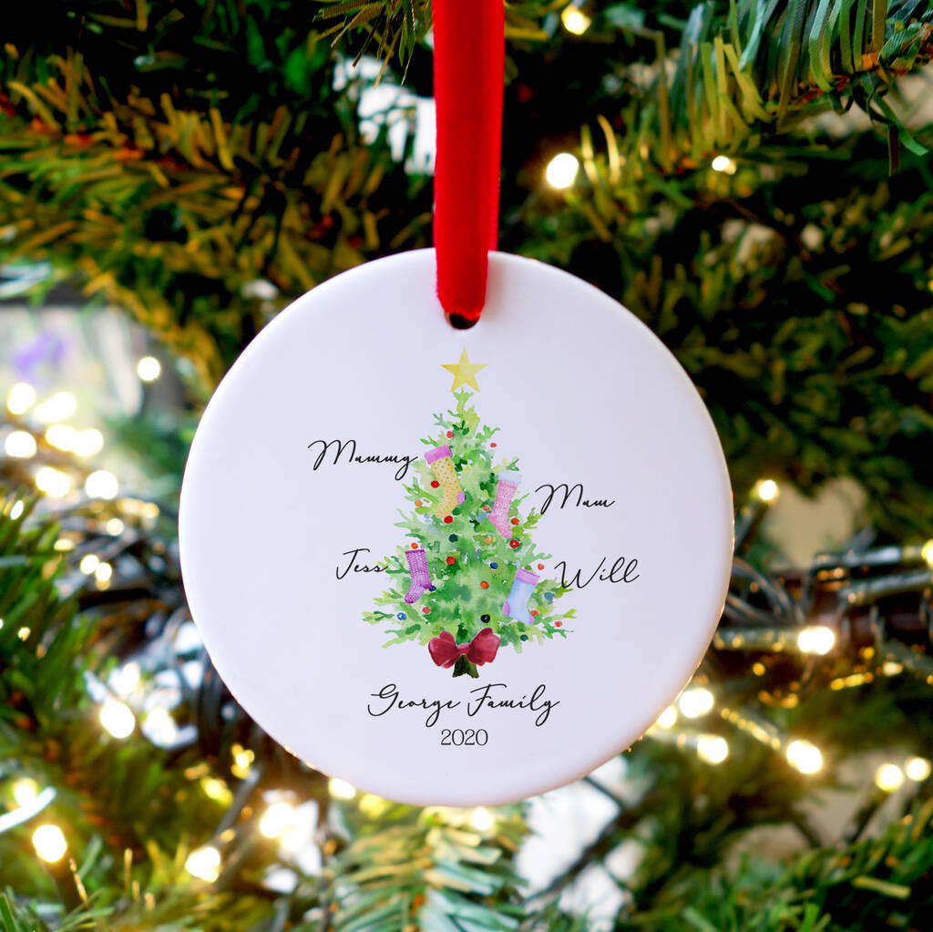 Personalised Family Christmas Tree Ceramic Decoration By CJ Designs ...