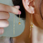 Tulip Dangle Double Sided Gold Plated Earrings, thumbnail 3 of 7