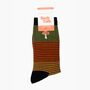 Embroidered Toadstool Striped Combed Cotton Socks In Khaki, thumbnail 3 of 3