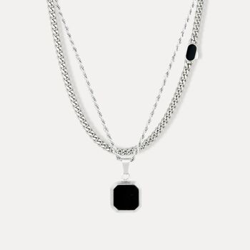 Silver Onyx Necklace Set For Men Chain And Pendant, 6 of 11