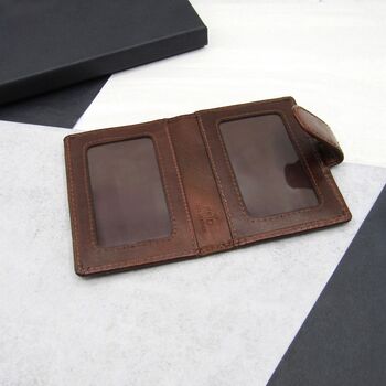 Personalised Brown Rfid Leather Travel Card Holder, 2 of 5