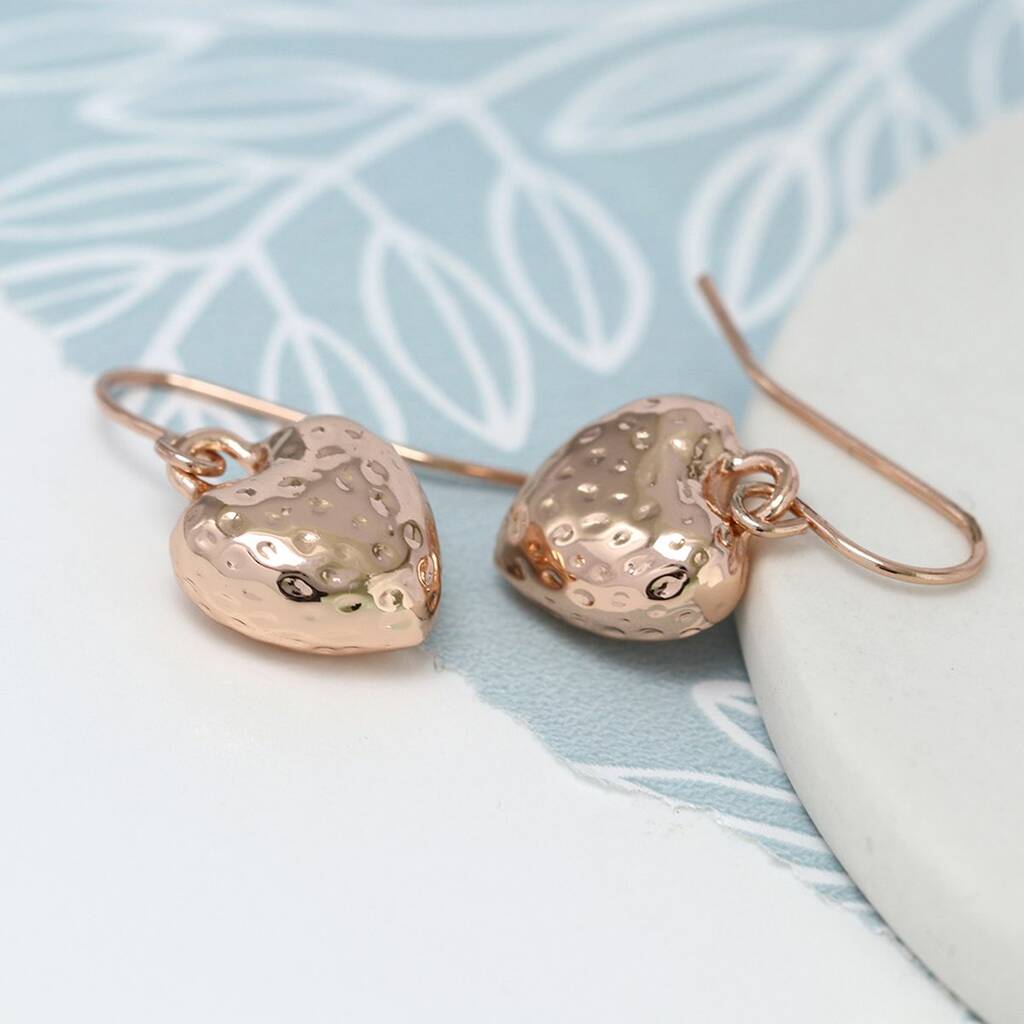 Rose gold heart drop earrings Clearance