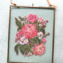 Framed Pink Peony Rose Daisy Embroidered Art, thumbnail 5 of 6