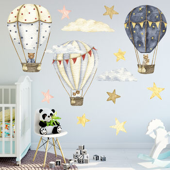Bears In Hot Air Balloons Wall Sticker Set, 3 of 5