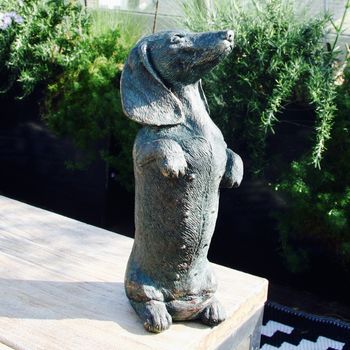 standing dachshund statue