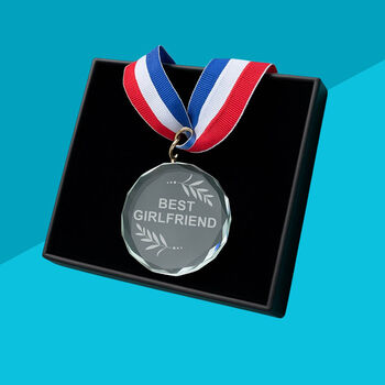 Best Girlfriend Glass Medal Custom Engraved Crystal Award, 2 of 3