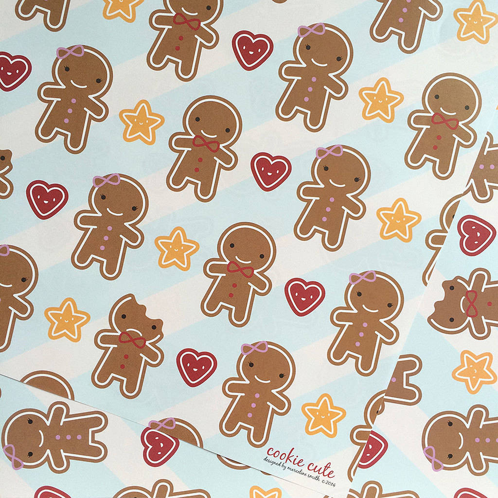 Five Sheets Of Gingerbread Man Wrapping Paper By Asking For Trouble