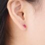 July Ruby Birthstone Rectangle Stud Earrings, Gold Birthstone Studs, Birthstone Jewellery, thumbnail 3 of 7