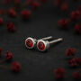 Sterling Silver January Garnet Birthstone Stud Earrings, thumbnail 2 of 5