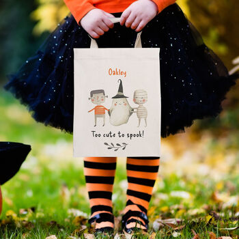 Personalised Halloween Trick Or Treat Tote Bag With Monsters, 2 of 4