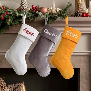 Luxury Personalised Velvet Christmas Stocking, 2 of 12