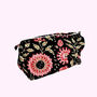 Black And Pink Floral Block Print Cotton Washbag, Make Up Bag, thumbnail 4 of 4