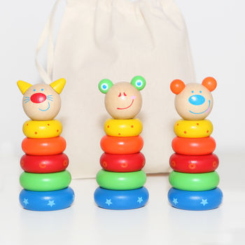 Wooden Animal Stacking Toy With Personalised Bag, 2 of 5