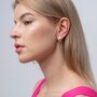 Shell Zircon Arc Elegant White Marble Stud Earrings, thumbnail 2 of 5