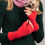 Soft Knitted Fingerless Mittens Pink, thumbnail 6 of 10