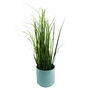 Artificial Grass Plant With Blue Ceramic Planter, thumbnail 1 of 5