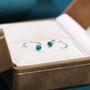 Emerald Green Cz Huggie Hoop Threader Earrings, thumbnail 7 of 11