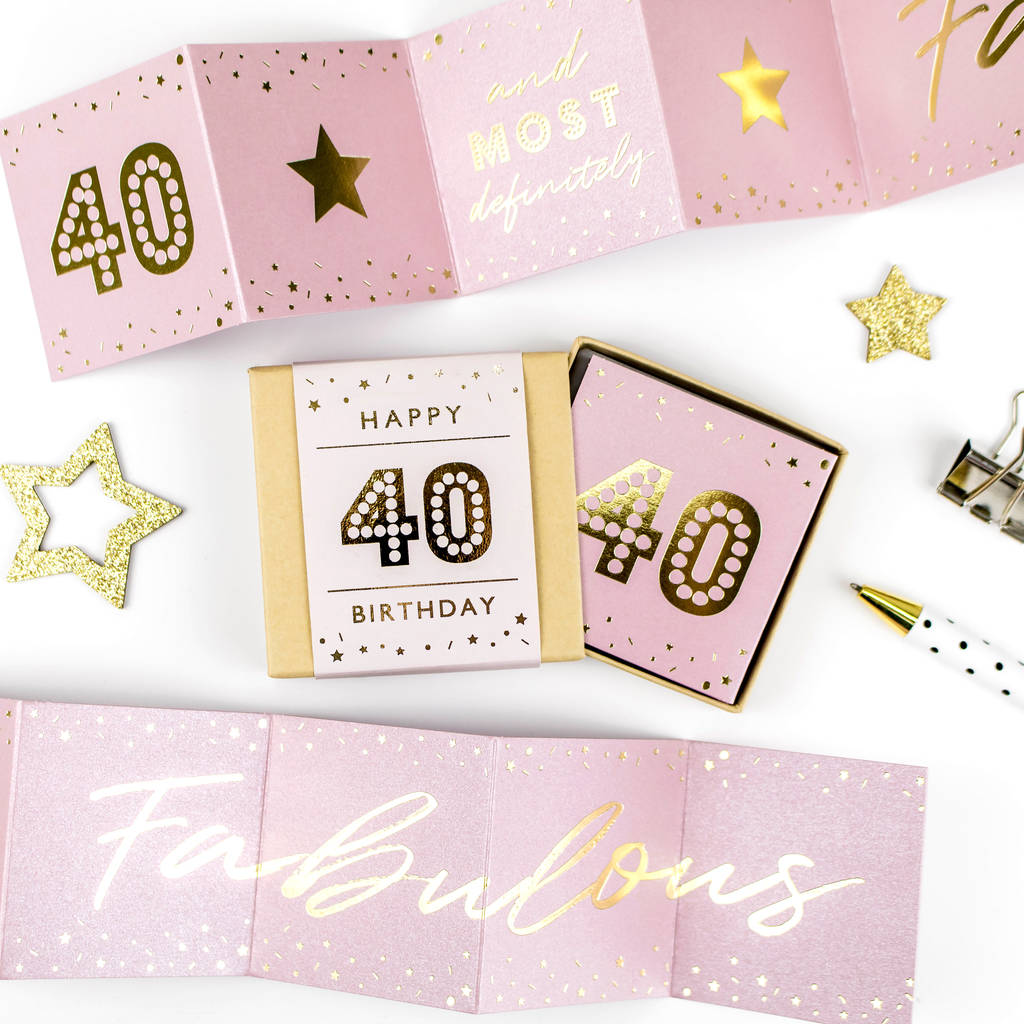 Image of 40th Birthday Card; Boxed Mini Fold Out Card