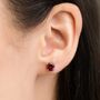 Garnet Round Stud Earrings In Sterling Silver And Gold, thumbnail 2 of 8