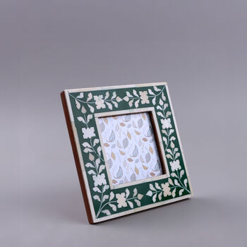 G Decor Folia Handcrafted Horn Bone Inlay Photo Frame Forest Green, 2 of 3