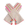 Wool Check Touchscreen Compatible Gloves Cream Or Light Grey, thumbnail 2 of 6