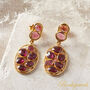 Red Garnet Statement Drop Stud Gold Silver Earrings, thumbnail 8 of 9