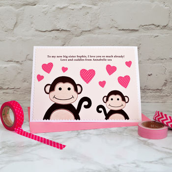 'New Big Sister' Personalised New Baby Card, 3 of 3
