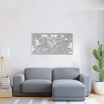 Metal Flower Pattern Wall Art In Rectangular Frame, 10 of 12