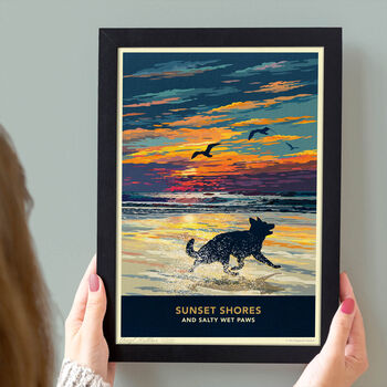 German Shepherd Limited Edition Beach Sunset Gift Print, 5 of 9