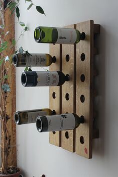 Solid Oak Wall Mounted Wine Rack Bespoke Sizes, 11 of 11