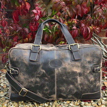 Brown Vintage Leather Holdall, Travel Bag, Gym Bag, 2 of 3