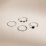 Four Piece Silver Plated Open Black Stone Ring Set, thumbnail 1 of 3