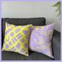 Love Yellow And Lilac Geometric Cushion, thumbnail 3 of 9