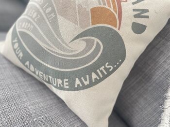 Personalised New Baby Mountain Adventure Cushion, 8 of 8