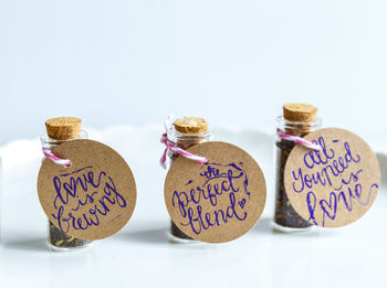 Cute Wedding Favour Tea In Glass Bottle With Cork, 7 of 12
