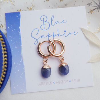 Sapphire September Birthstone Hoop Earrings, 2 of 11