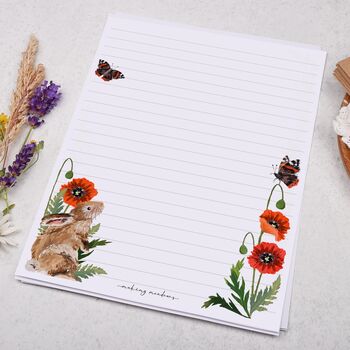 A5 Letter Writing Paper Rabbit, Butterfly And Flowers, 3 of 4