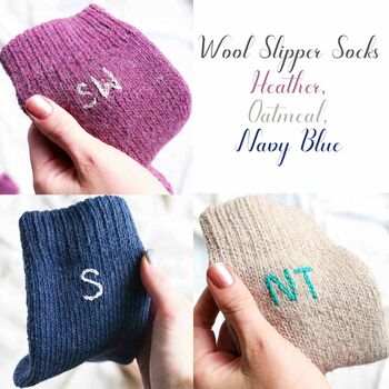 Personalised Womens Thick Wool Slipper Socks With Grips, 3 of 10