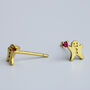 Gold Colour Sterling Silver Gingerbread Man Stud Earrings, thumbnail 3 of 4