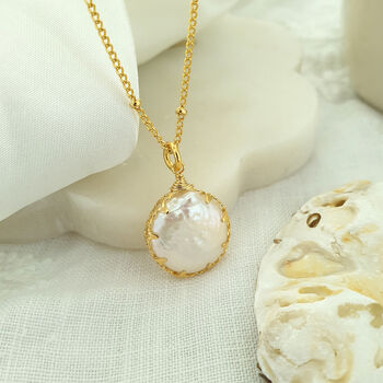 Dainty Coin Pearl Pendant Necklace, 2 of 5