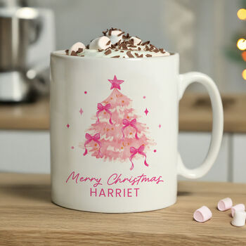 Personalised Pink Christmas Tree Mug, 2 of 4