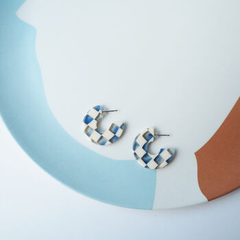 Ocean Checker Hoop Earrings, 6 of 6