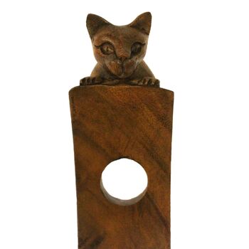 Carved Wooden Wine Holder Cat, 3 of 5