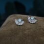 White Opal Fan Stud Earrings In Sterling Silver, thumbnail 4 of 10
